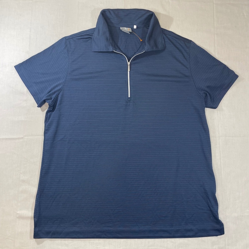 Page & Tuttle Womens Large Navy Blue Striped Quarter Zip Golf Polo Shirt SC Logo